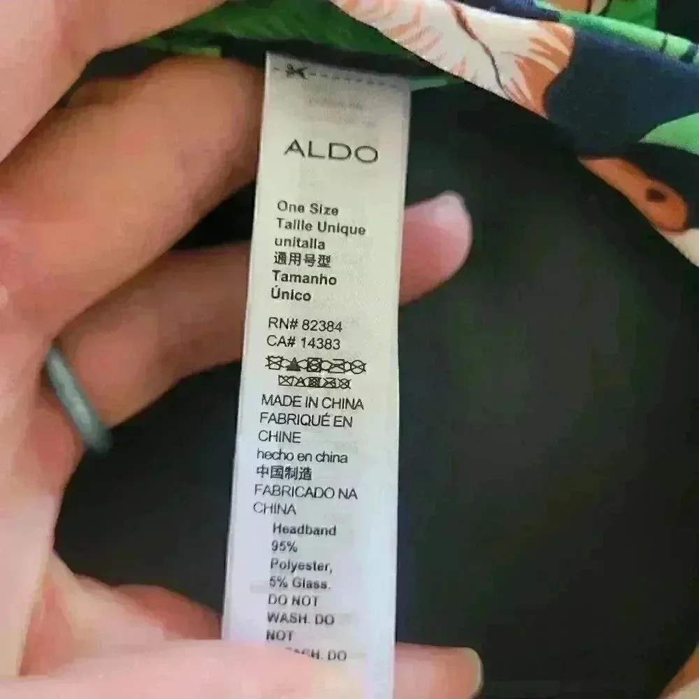 Aldo Women's Green/Navy/Peach Floral with Rhinestone Accents Hair Headband - NEW